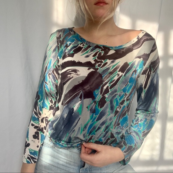 Emilio Pucci Psychedelic, Watercolor 90s Top - Picture 2 of 9